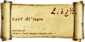Leif Ányos névjegykártya